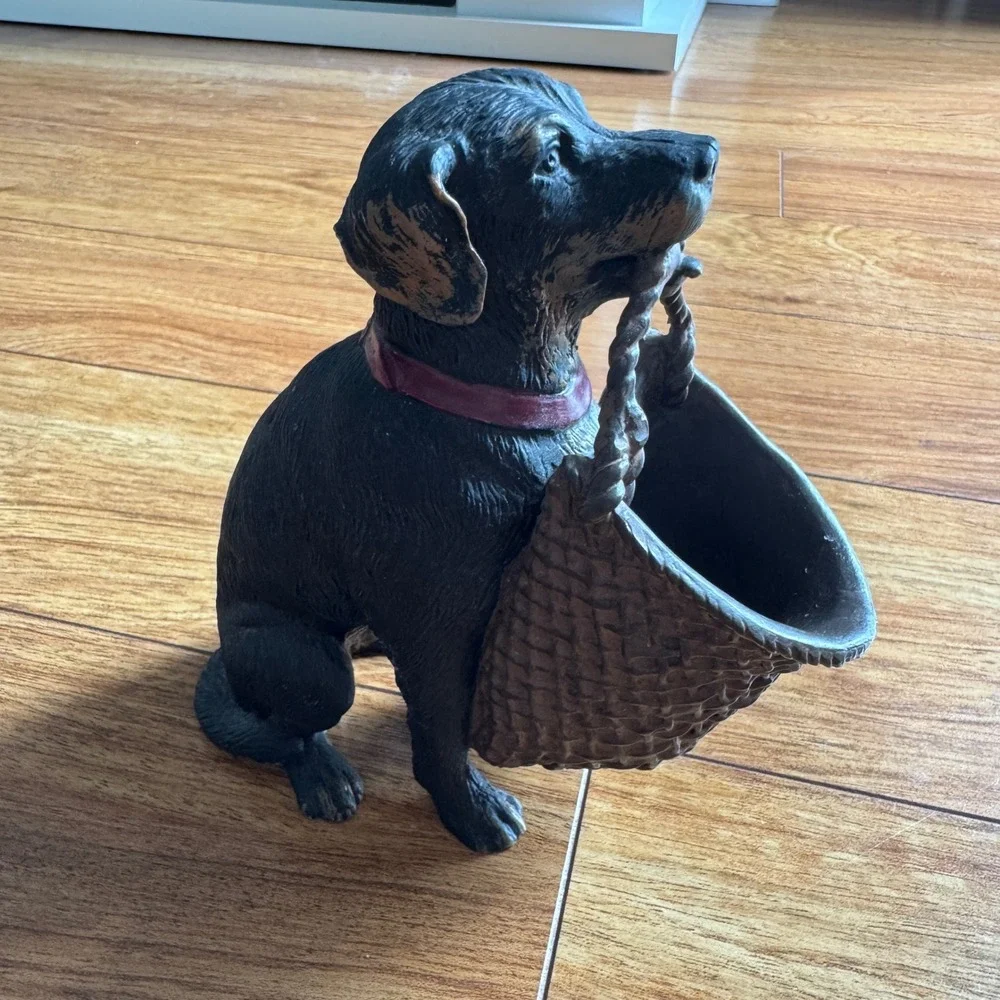 Expo Inc Home Goods Heavy Dog Bookend, Decor, Door Stop with Basket